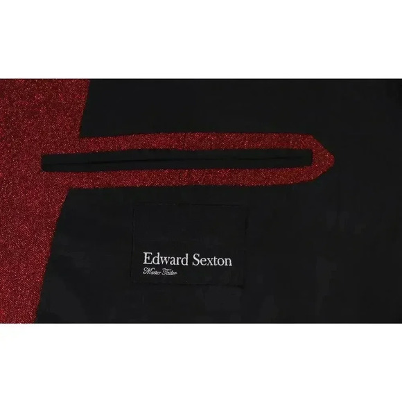 Edward Sexton Bespoke Custom Made for Adam Lambert Red Glitter 3-Piece Suit 42L - Picture 11 of 13